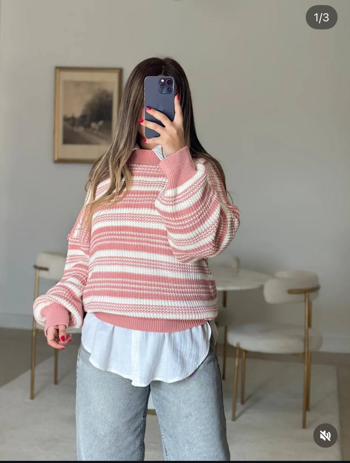 مصغّر المنتج 5: بلوزة صوف تريكو مقلمة 