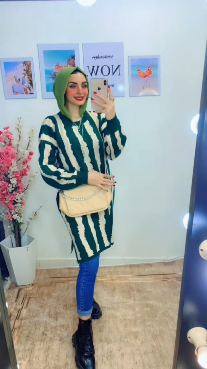 مصغّر المنتج 14: بنشو/تونك طويل شرايح أبيض