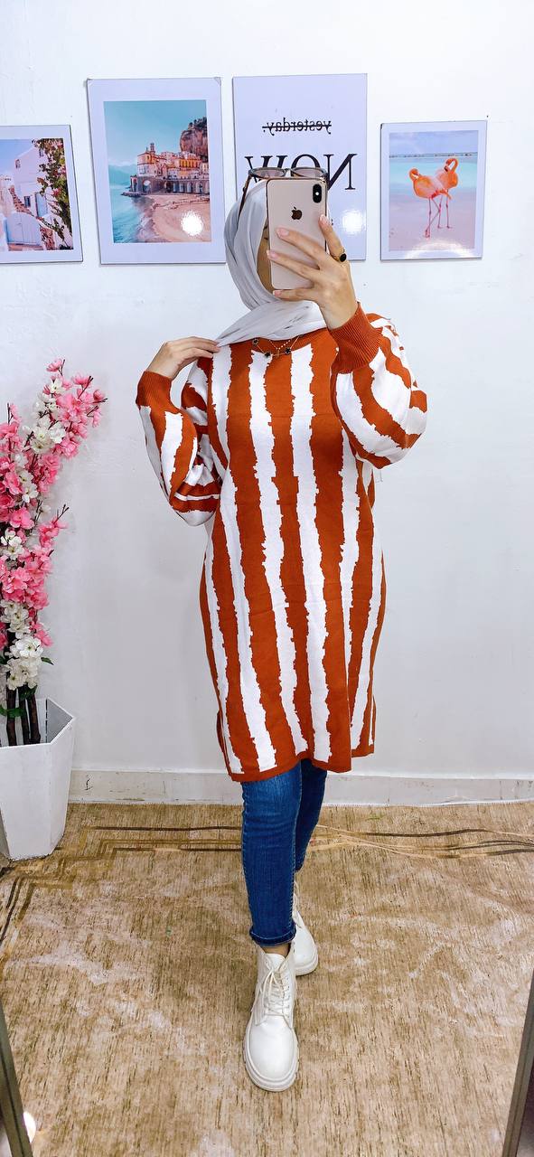 مصغّر المنتج 3: بنشو/تونك طويل شرايح أبيض