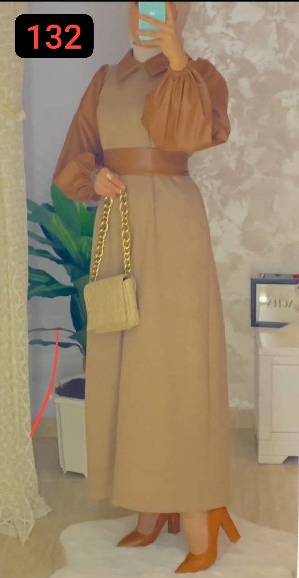 مصغّر المنتج 4: دريس شتوي كمّ بلمسات جلد