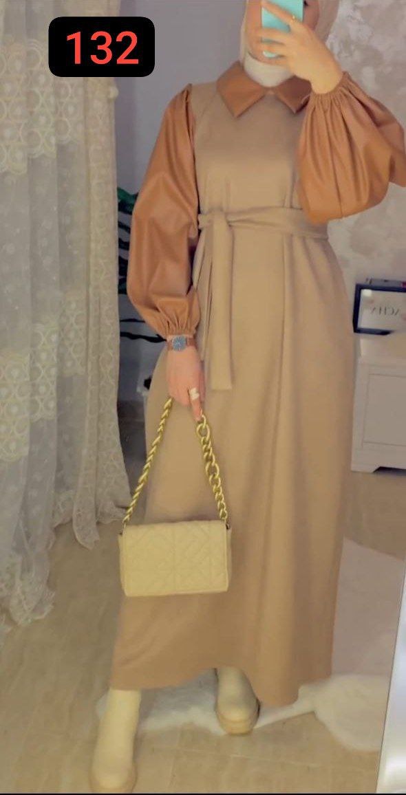 مصغّر المنتج 5: دريس شتوي كمّ بلمسات جلد