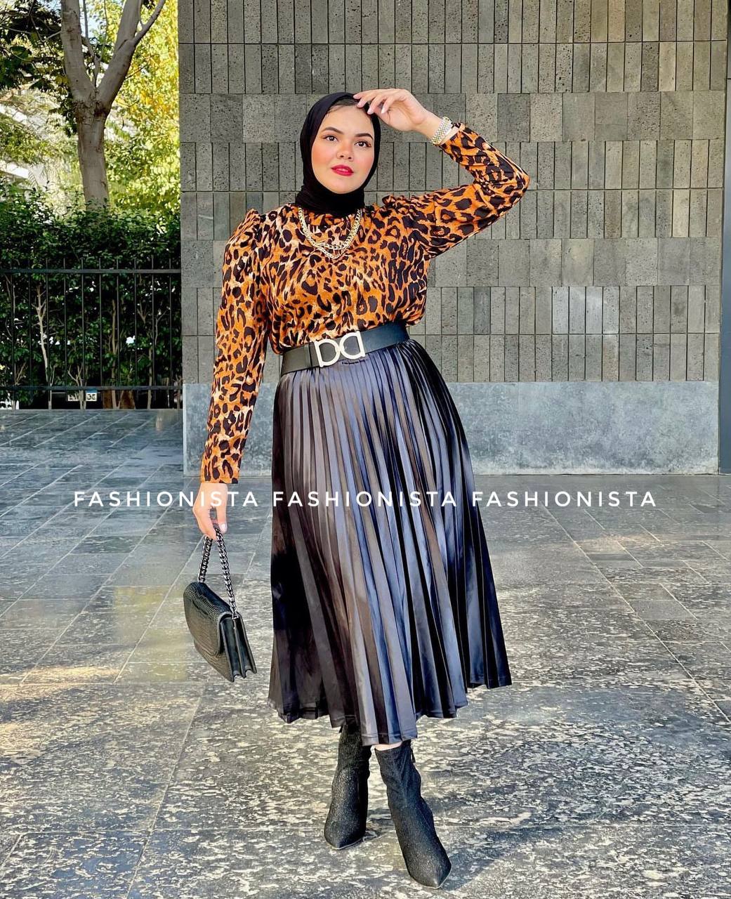 مصغّر المنتج 1: جيبة بليسيه جلد بحزام