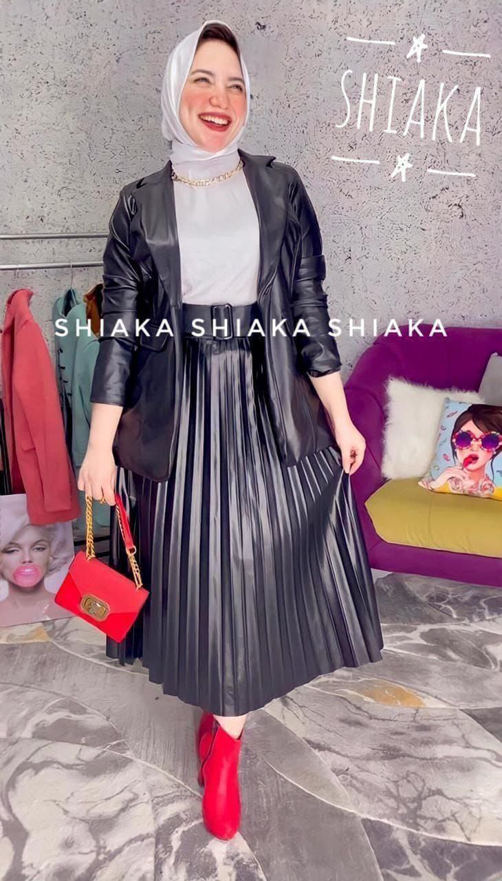 مصغّر المنتج 2: جيبة بليسيه جلد بحزام