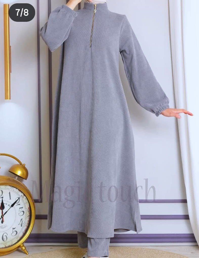 مصغّر المنتج 2: طقم دريس قطعتين قطيفة مضلع