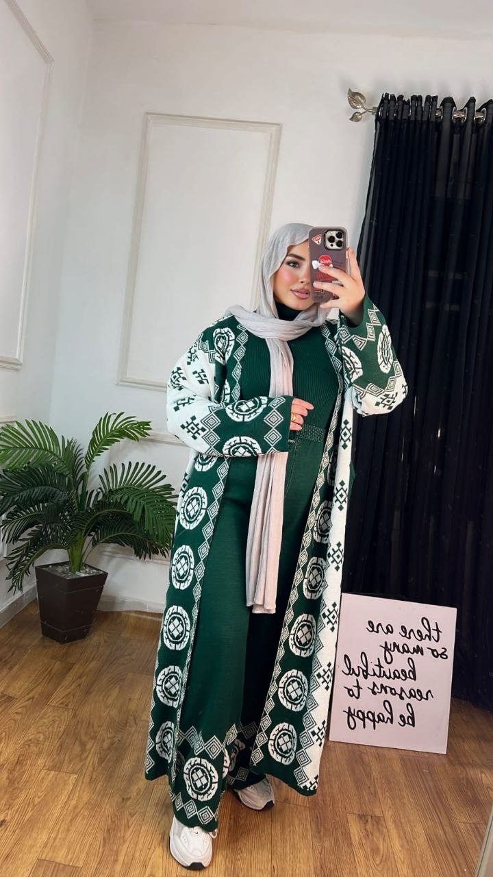 مصغّر المنتج 2: سوت شتوي 3 قطع تريكو صوف مطبوع