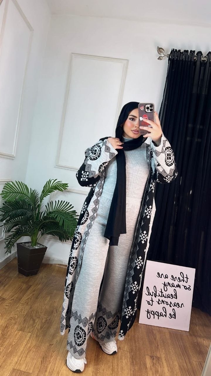 مصغّر المنتج 4: سوت شتوي 3 قطع تريكو صوف مطبوع