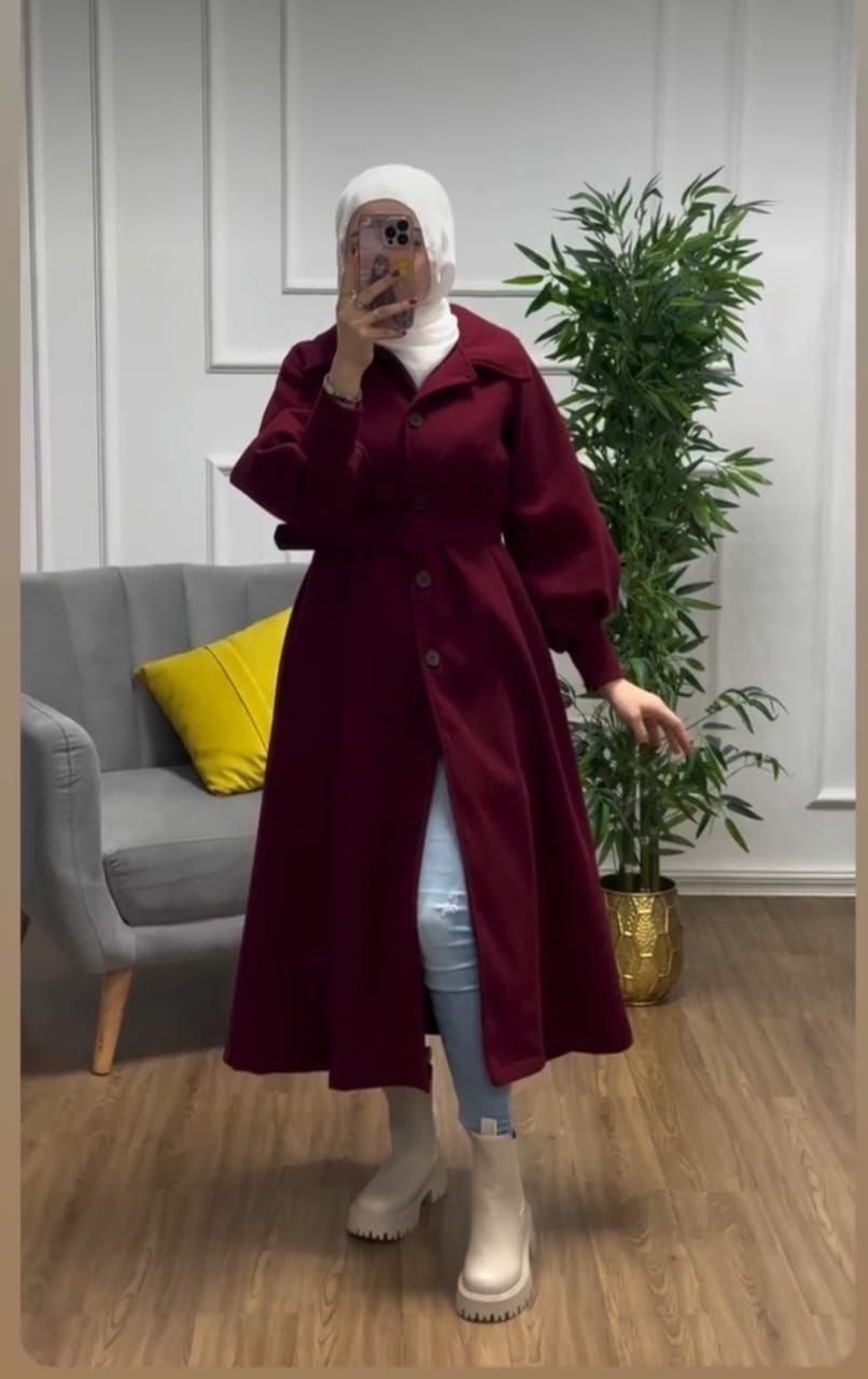 مصغّر المنتج 2: بالطو طويل بحزام