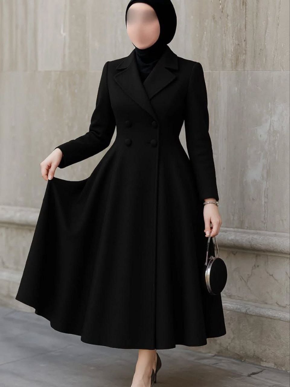 مصغّر المنتج 1: بالطو "جوخ ليكرا" كلوش بأربعة أزرار.