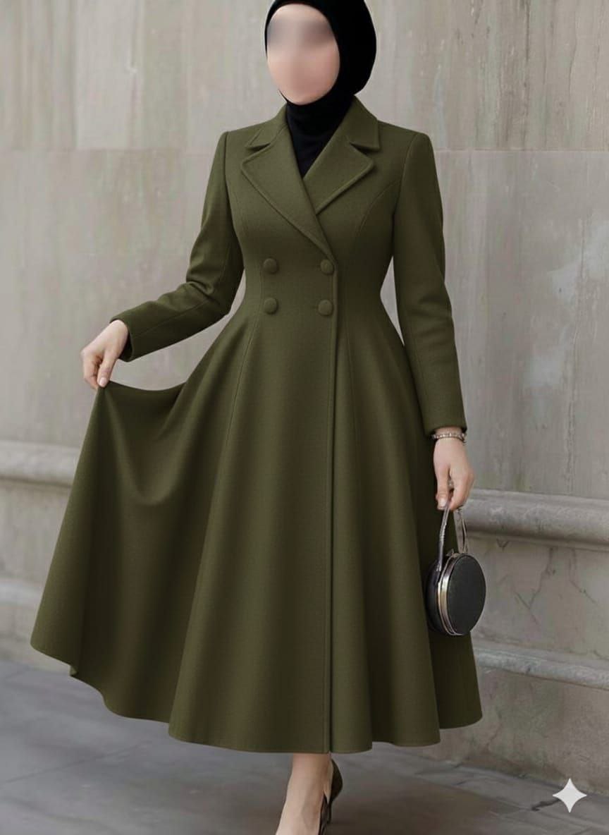 مصغّر المنتج 5: بالطو "جوخ ليكرا" كلوش بأربعة أزرار.