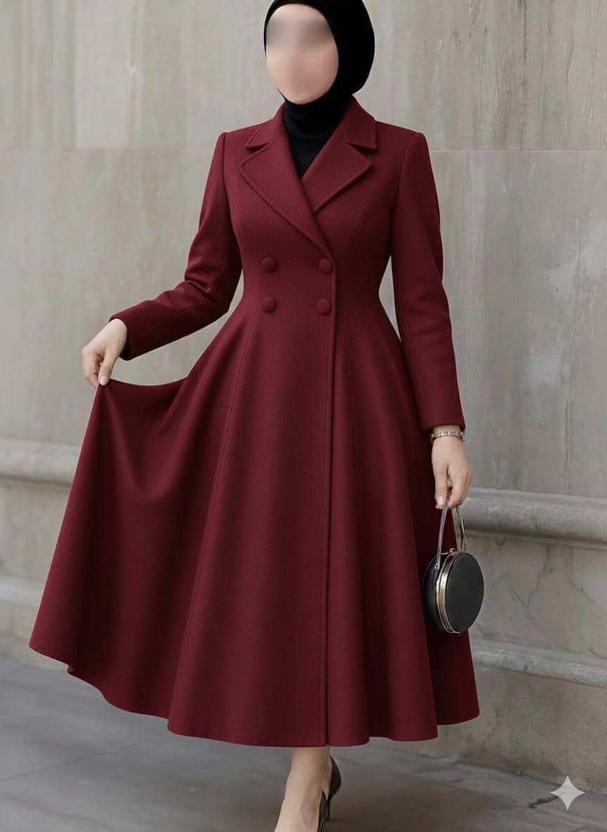 مصغّر المنتج 8: بالطو "جوخ ليكرا" كلوش بأربعة أزرار.