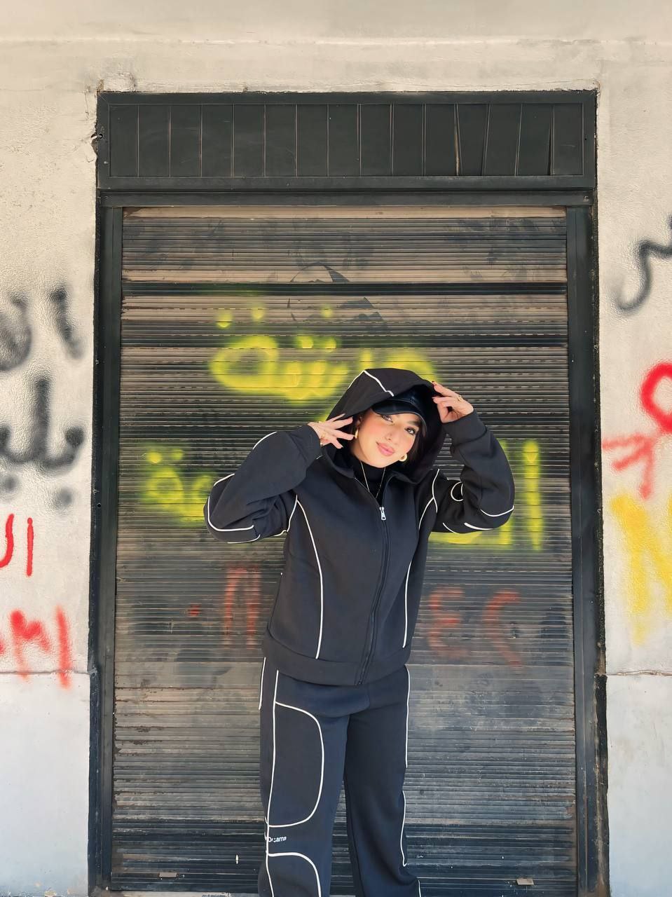 مصغّر المنتج 2: سوت  "ميلتون قطن" بسحاب وخط أبيض.