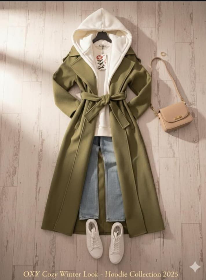 مصغّر المنتج 4: بالطو "أوبن" جوخ ليكرا بقلنسوة ميلتون وحزام.