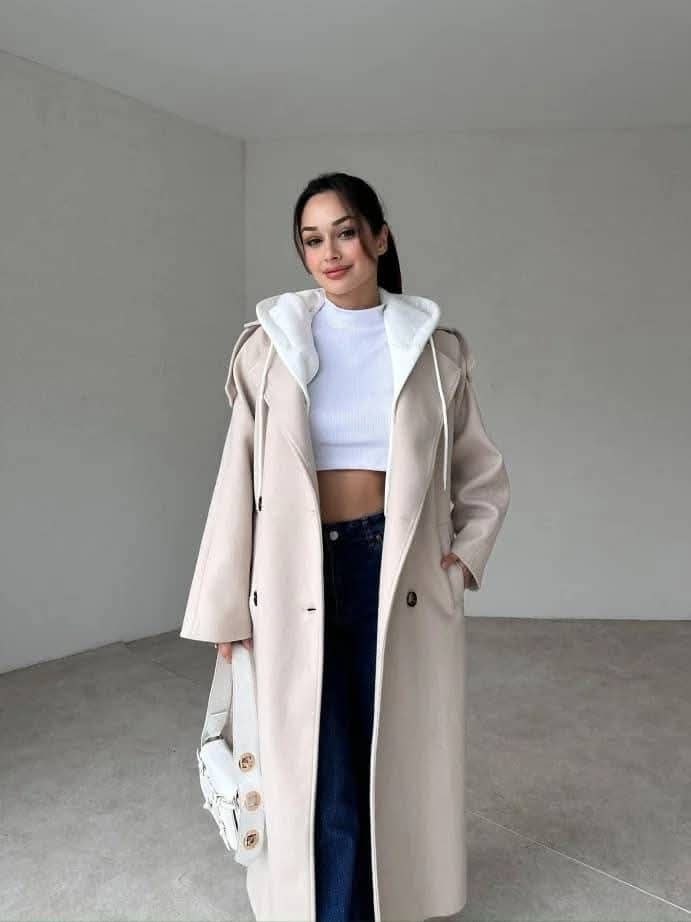 مصغّر المنتج 7: بالطو "أوبن" جوخ ليكرا بقلنسوة ميلتون وحزام.