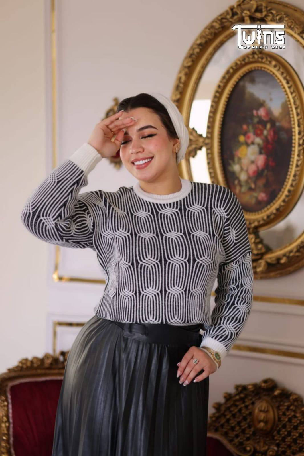 مصغّر المنتج 1: بلوفر "عجينه" ضفائر ناعم.