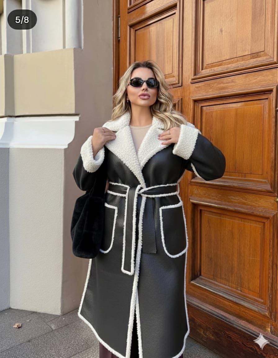 مصغّر المنتج 1: بالطو جلد مبطن فرو