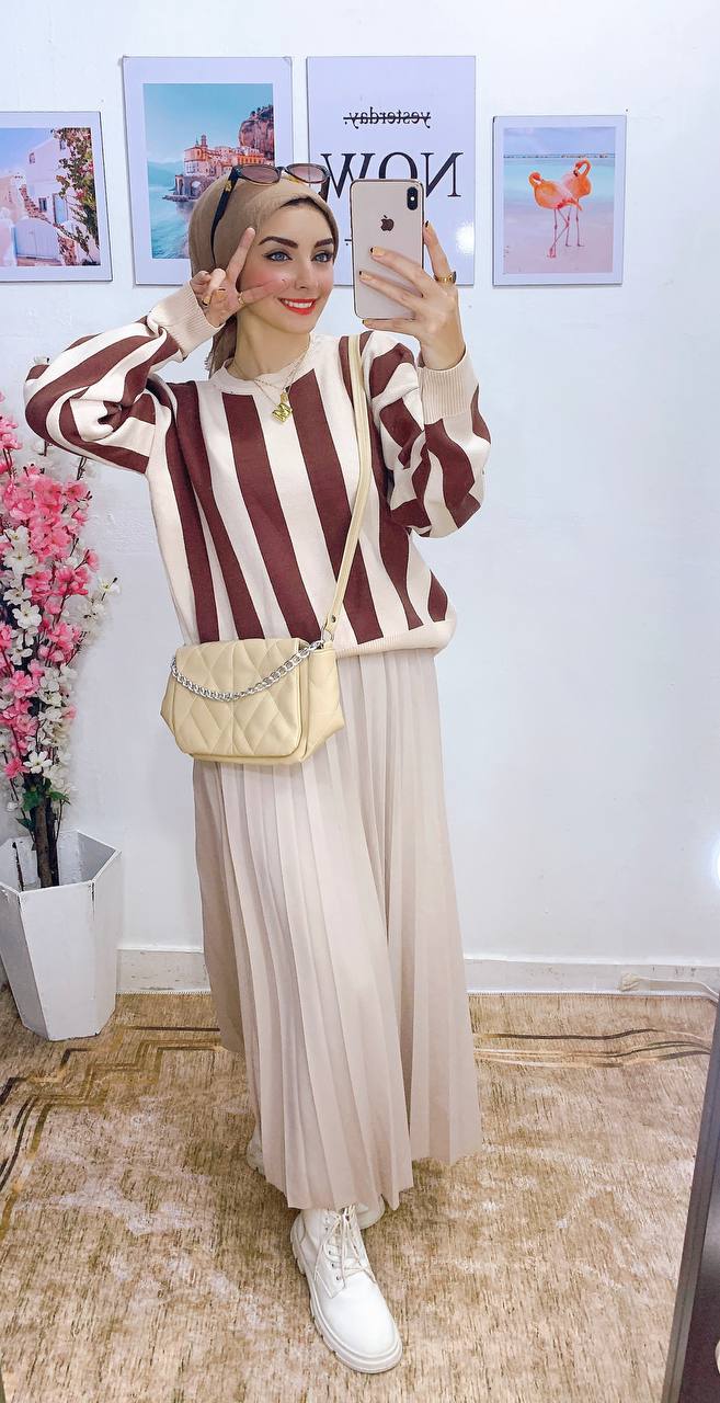 مصغّر المنتج 8: بلوزه عجينة مقلمة تركي