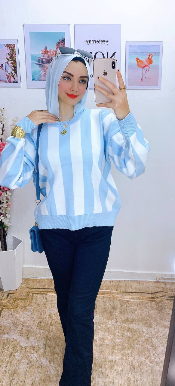 مصغّر المنتج 5: بلوزه عجينة مقلمة تركي