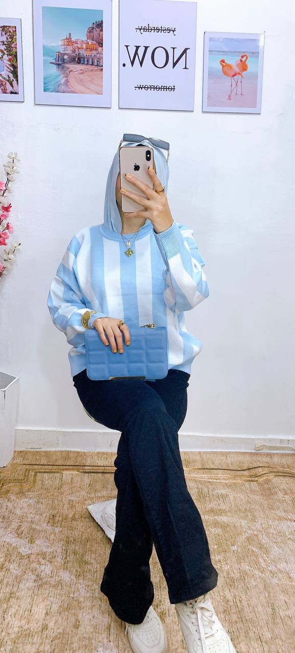 مصغّر المنتج 7: بلوزه عجينة مقلمة تركي