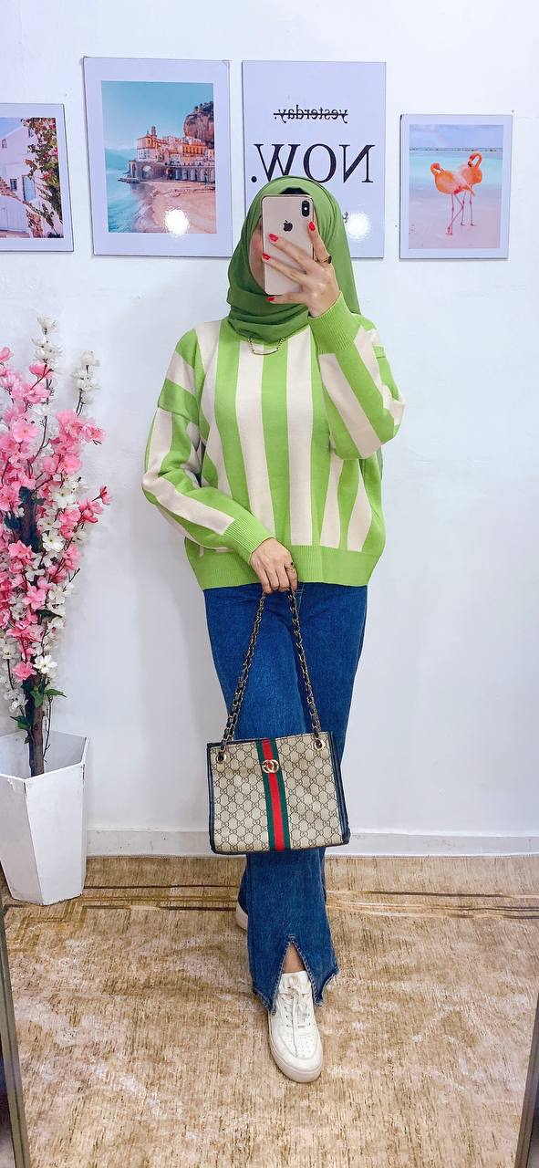 مصغّر المنتج 1: بلوزه عجينة مقلمة تركي