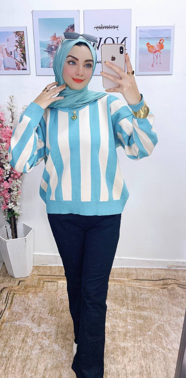 مصغّر المنتج 3: بلوزه عجينة مقلمة تركي