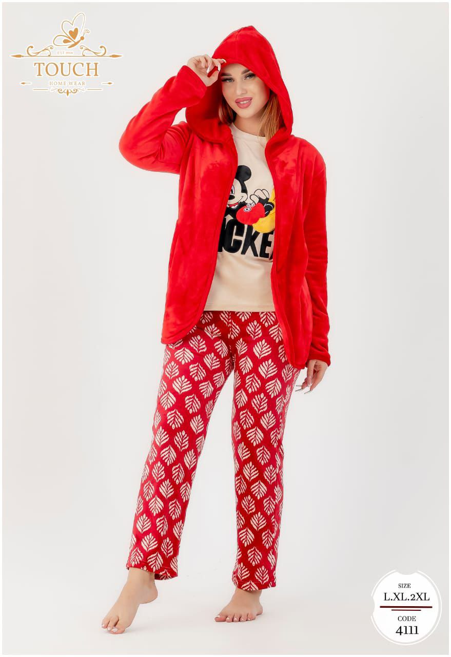 مصغّر المنتج 1: بيجامة ميكي 3 قطع (قطيفة دافئة)