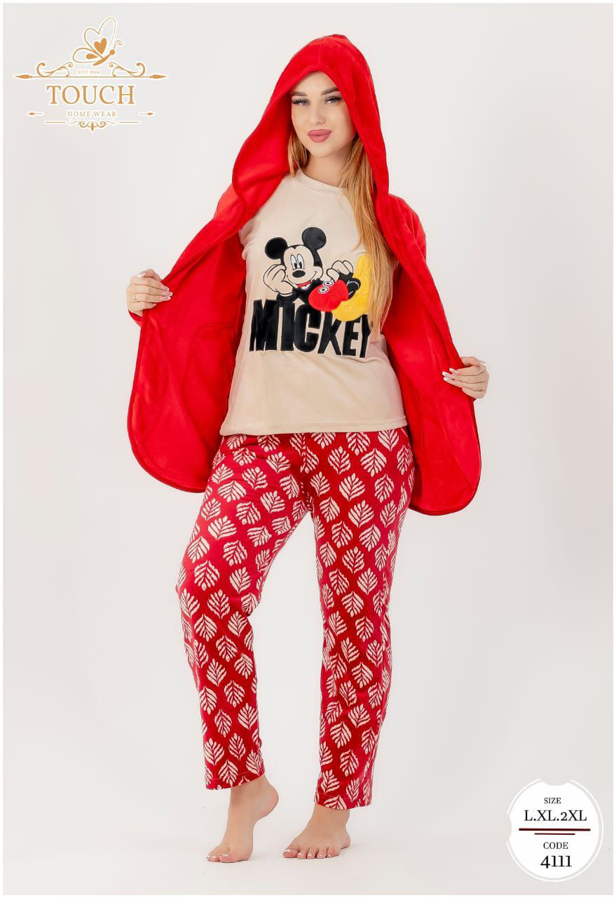 مصغّر المنتج 2: بيجامة ميكي 3 قطع (قطيفة دافئة)