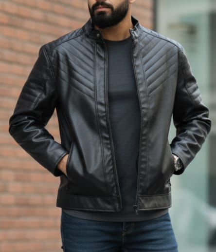 جاكيت جلد أسود 