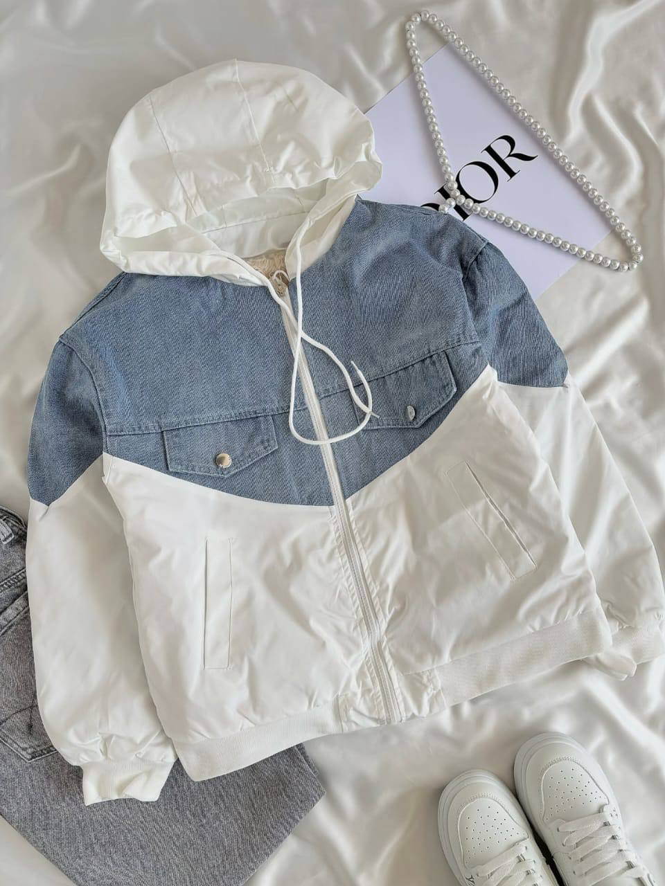 جاكت مبطن فيس جينز